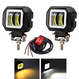 X-STYLE 20W Bike Fog Light 2 Colors White+Amber with Turn Signal Cut Line LED Work Light Work Light 12V 24V DC High Brightness・Waterproof・Long Life・Impact Resistant Rectangular Universal with Switch 2