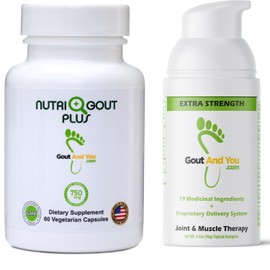 NutriGout Plus Uric Acid Supplement and Extra Strength Joint Discomfort Relief Topical Cream
