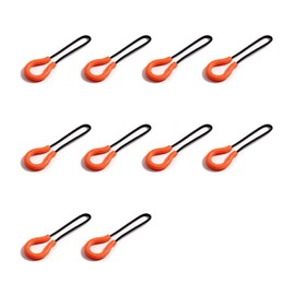 10Pcs Zipper Pulls Extension Handle Cord, Finger Use Plastic U-Shape Tab Tag Extender for Luggage Backpacks,Jacket, Purse (Orange-Black)
