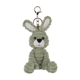Apricot Lamb Corduroy Bunny Cute Keychain, Soft Stuffed Plush Keychain Toys for Kids’ Backpack, Purse, 5.2 Inches (Green)