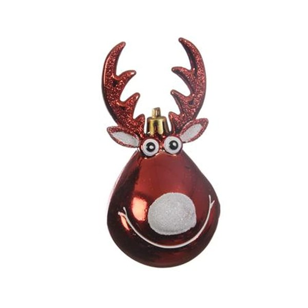 Christmas Tree Bauble Reindeer Red Hanging Decoration Glitter Approx. 11.5