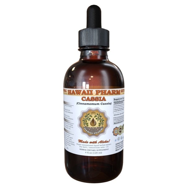 HawaiiPharm Cassia Liquid Extract, Organic Cassia (Cinnamomum Cassia) Tincture Supplement 4 oz