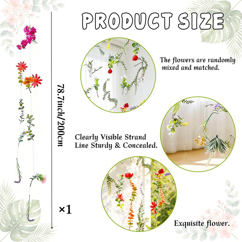 6.5 ft Flower Garlands Hanging Artificial Wildflower Wall Decor