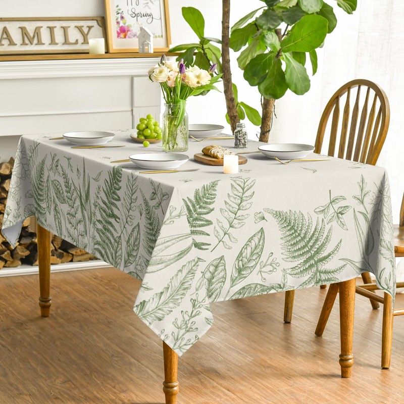 Horaldaily Spring Tablecloth 60×104 Inch Rectangular, Plants Wild Fern Beige