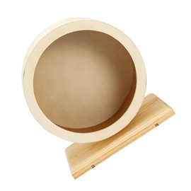 Kisangel Silent Hamster Wheel Toy for Small Pets Wooden Running Wheel Stable Base for Interactive Play and Exercise for Hamsters Chinchillas and Guinea Pigs