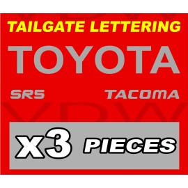 Oracal TOYOTA TACOMA SR5 TAILGATE SET KIT Vinyl Decal Sticker Emblem Graphic SILVER