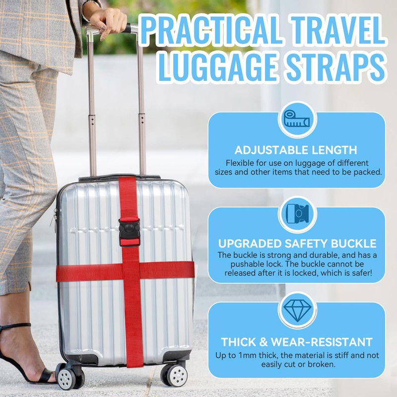 Set of 2 Suitcase Strap Set, Eye-catching Suitcase Strap, Adjustable