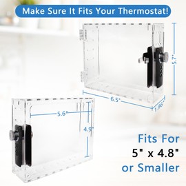 Universal Thermostat Lock Box with Combination and Key Lock, Clear Thermostat Cover Guard On Wall, AC Control Lock Box Cover Air Conditioner Lockbox Fits Thermostats 5" H x 4.8" W or Smaller