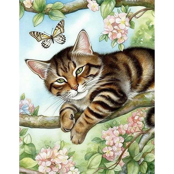 LOMSIOY DIY 5D Diamond Art Kits for Adults, Cat Diamond