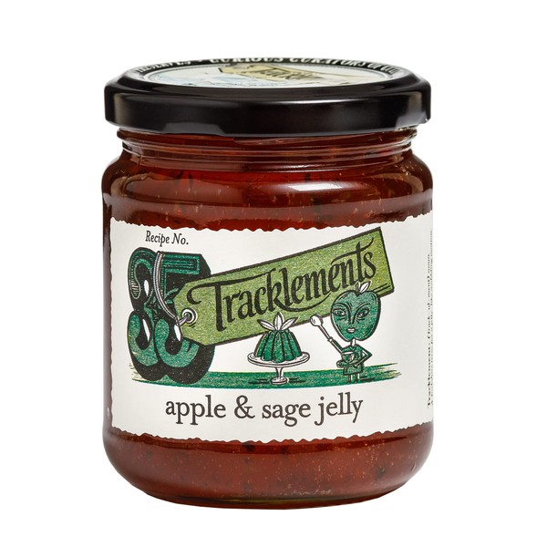 Tracklements Apple & Sage Jelly | A Condiment for Stuffing, Sauces and Gravies or Partnered with Pork Shoulder | Vegetarian and Vegan Friendly | Gluten Free | 220g Jar