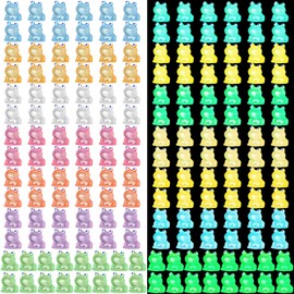 Chitidr 50 Pcs Luminous Mini Resin Frog 7 Colors Little Small Frogs Glow in The Dark Tiny Resin Frog Figures Bulk for Dollhouse Decor Micro Garden Landscape Aquarium Toys (Colorful)