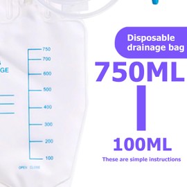 Pack of 6 750 ml Urine Bag Leg Bags: Urine Bag, Catheter Bag, Urine Bag, Leg Bag, Urine Drainage Bag, Urine Collection Bag, Drainage Bag with 2 Straps, Urine Bag with Valve and T-Drain