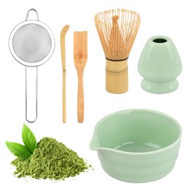 Aohyue Matcha Set, 6 in 1 Matcha Stirrer Set, Matcha Bowl with Pourer, Matcha Bowl with Spout, Matcha Whisk for Matcha Ceremony