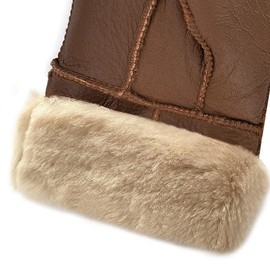 Harssidanzar Winter Shearling Gloves,Mens Warm Winter Leather Shearling Sheepskin Gloves KM056US,Caramel,Szie M