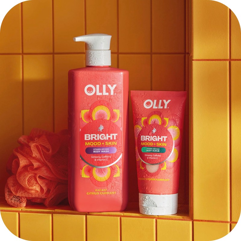 OLLY Bright Body Scrub with Ginseng, Caffeine & Vitamin C–