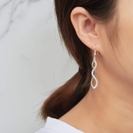 Philip Jones Silver Plated Twist Drop Earrings Created with Zircondia® Crystals