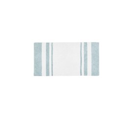Madison Park Reversible Spa Cotton Bath Rug 100%-Cotton Striped Ultra Soft Water Absorbent, Fast Drying, Bath-Mats, Non-Slip Absorbent Quick Dry Mats for Tub, Shower Room, and Bathroom, 27x45, Aqua