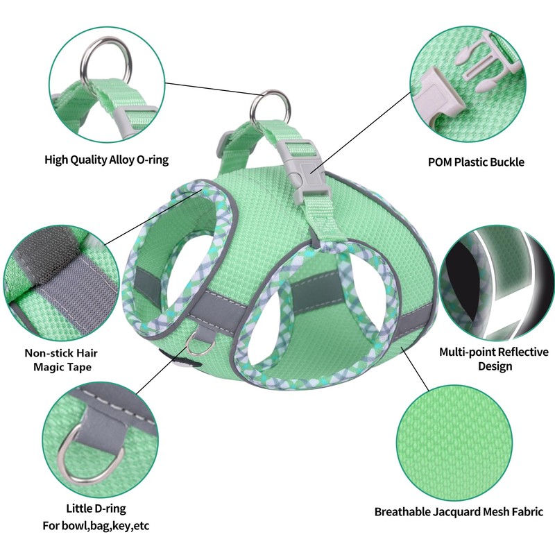 AIITLE Small Dog Harness - Breathable Double-Layer Jacquard No-Choke Vest,