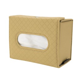 Motoforti Universal Car Tissue Holder Tissues Box Cover Car Backseat Extra Large Tissue Organization, 17.5x13.5x8cm Faux Leather Beige