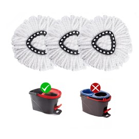 Matthew Cleaning 3Pack White Microfiber Spin Mop Replacement Head Compatible with EasyWring Spin Mop Replace Head-EasyWring High Absorbency,Machine Washable,Microfiber Spin Mop Refills
