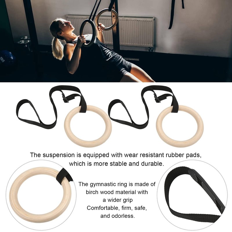 Gymnastics Ring, Wooden Olympics Ring Non-Slip Buckle Training Ring 330