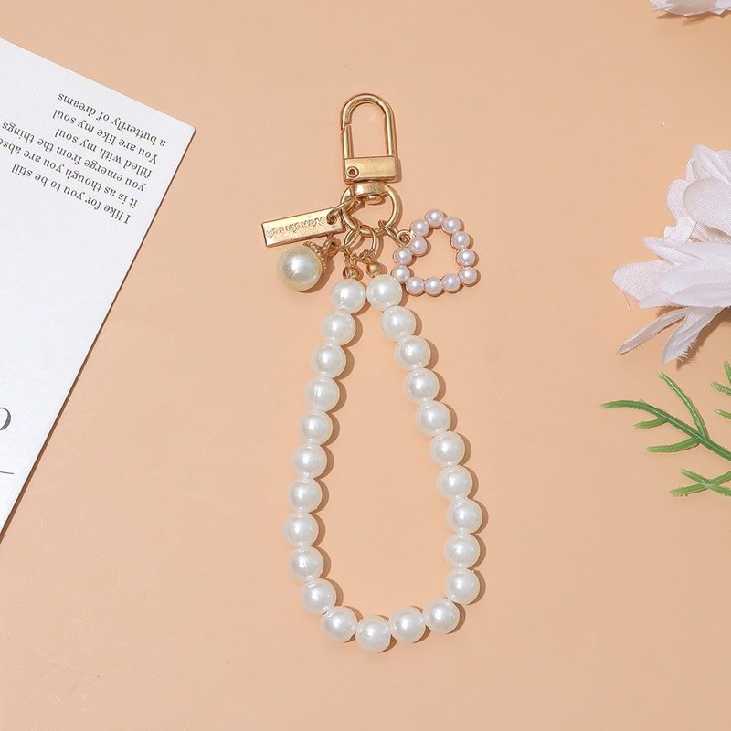 Wowjimi Pearl Chain Cell Phone Strap PVC Cell Phone Gasket