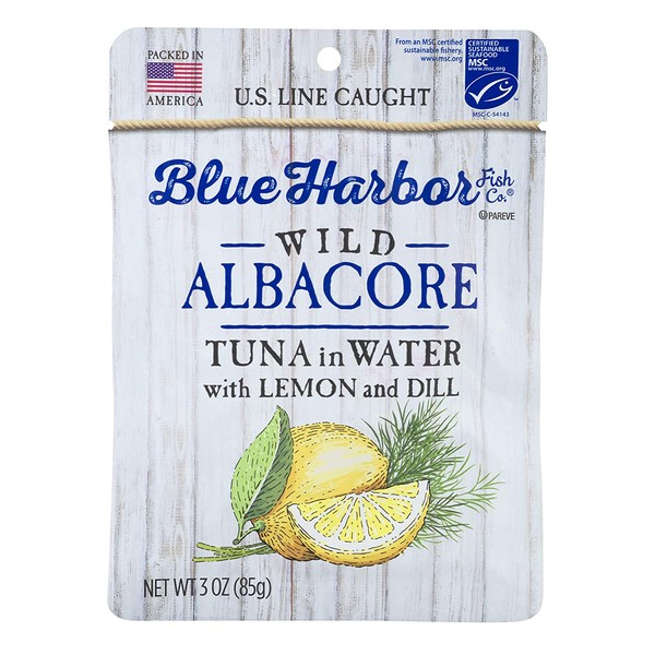 Blue Harbor Fish Co. Wild Albacore Tuna in Water with Lemon and Dill - 3 oz Pouch (Pack of 12)