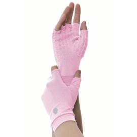 PIQIDIG Men's Women's UPF 50+ Fingerless Gloves Mittens Sun Protection Unisex Driving Gloves With Silicone Gel Pink XL