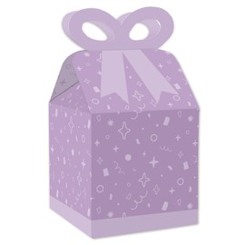Big Dot of Happiness Purple Confetti Stars - Square Favor Gift Boxes - Simple Party Bow Boxes - Set of 12