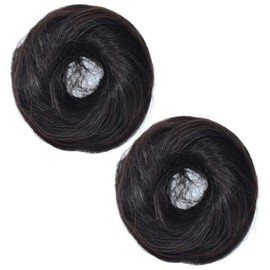 SAFIGLE 2Pcs Hair Bun Extension Rings Updo Hairpiece for Women Flexible Hair Bun Shaper for Party Wedding Birthday Natural Color