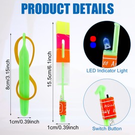 BOXOB 24 Set Led Arrow Helicopter Slingshot Flying toy, Flying Light up Night Toys Spin Copter Led Catapult Flying Toy Shooters Flying Light up Toy for Outdoor Game Party Favors