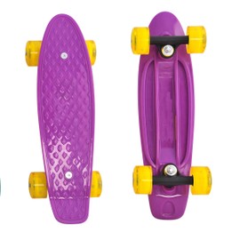 CyBoard 17inchX5inch Mini Skateboard, Mini Cruiser Board with High Bounce PU Wheel (Purple) …