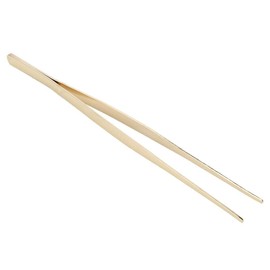 Stainless Steel Cooking Tongs Long Food Tongs Straight Cooking Tweezers with Serrated Tip for Home Use (Gold)