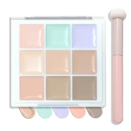 Paleta correctora de 9 colores, paleta de maquillaje correctora en crema para contorno que oculta ojeras e imperfecciones, kit de maquillaje iluminado