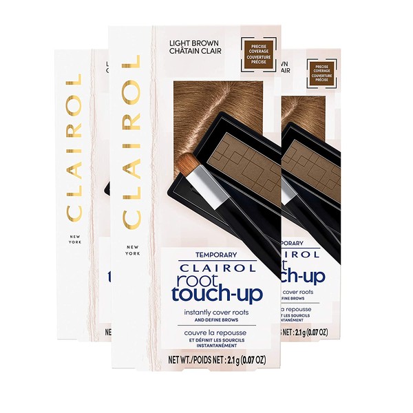 Clairol Root Touch-Up Temporary Concealing Powder, Light Brown, Pack of 3