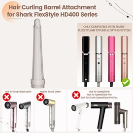 AFDD Conical Long Hair Curling Barrel Attachment Compatible with Shark FlexStyle, Self-Curling Accessories for Shark Flex Style HD400 Series with Both Curl Directions for Tapered Curls