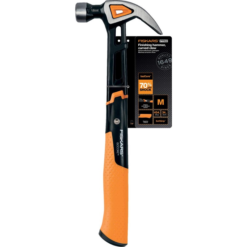 Fiskars Universal Hammer IsoCore M with Curved Claw, Length: 34