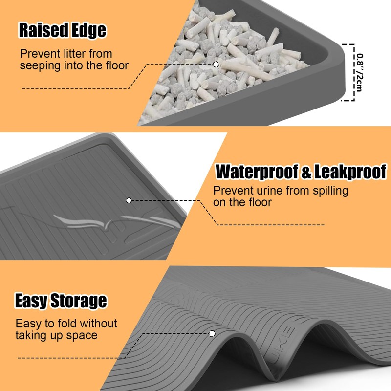 Silicone Cat Litter Mat 50" x 36" Cat Mat for