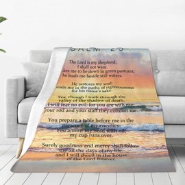 Psalm 23 Blanket Christian Gifts Religious Bible Verse Scripture Throw Blanket Comfy Plush Flannel Fleece Warm Soft Fluffy Fuzzy Blanket for Prayer Women Teens for Bed Sofa Couch 40"X50"