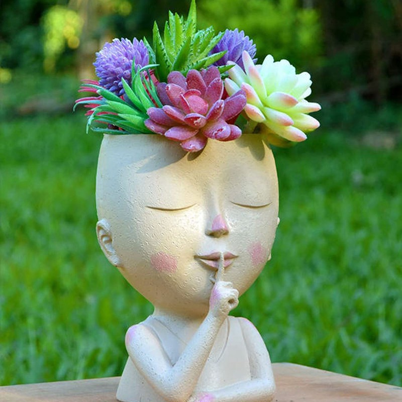 Face Flower Pot Head Planter Pot Cute Resin Succulent Planter