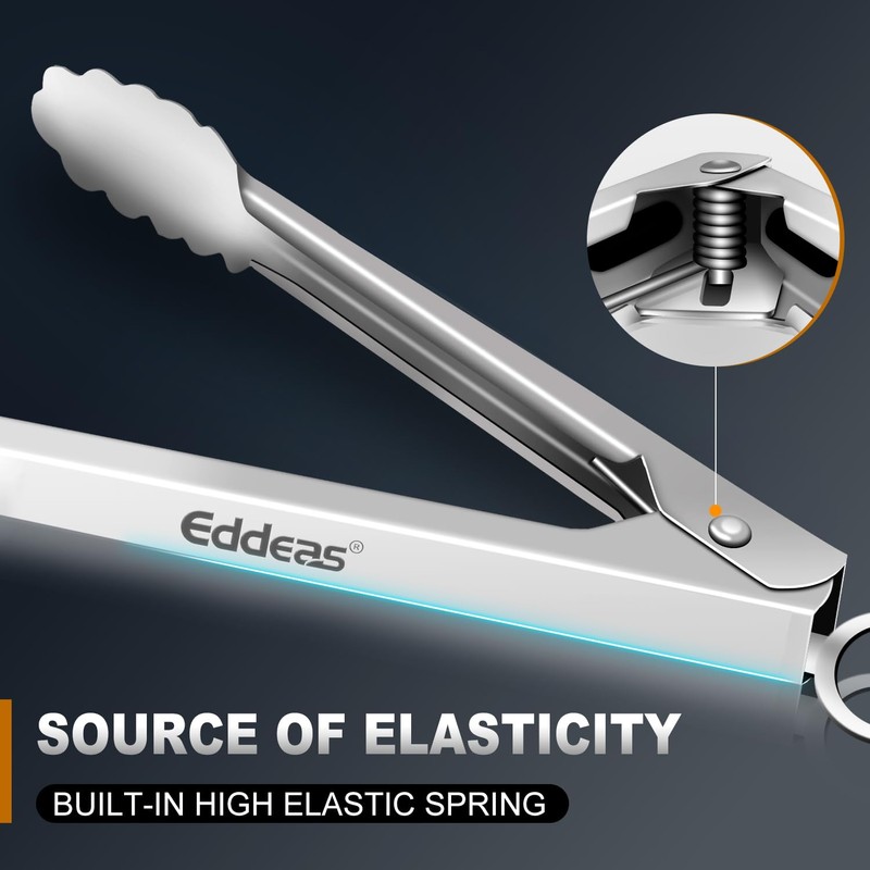 Eddeas 2 Pcs 7 Inch Small Tongs, Heavy Duty Stainless
