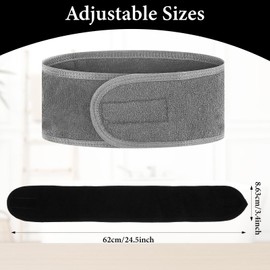 Exclaith 3 Pack Adjustable Spa Facial Headband, Ultra Soft Cotton Spa Hair Wrap, Adjustable Non-Slip Terry Cloth Bath Headband Non Slip for Washing Face, Makeup and Shower