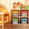 Stackable Storage Bins with Lids, 4 Pack Small Plastic Cubby
