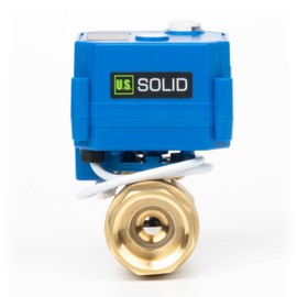 U.S. Solid Motor Ball Valve with Manual Function - 1 Inch Brass, Full Bore, 85-265 V AC, 2-Wire Automatic Return, Closed without Current