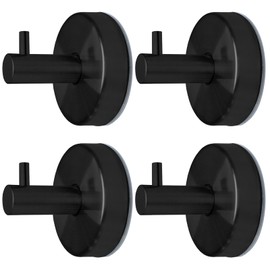 Menbyci 4 PCS Suction Cup Towel Hook,Stainless Steel Bathroom Shower Hooks,Anti-Rust Wall-Mounted Self Sticking Hooks,No Drill Heavy-Duty Bathrobe Suction Towel Hooks,Black Modern Towel Hooks