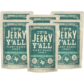 It's Jerky Y'all Vegan Jerky SEA SALT & PEPPER - Beyond Tender and Tasty Vegan Snacks - High Protein, Low Carb, Non-GMO, Gluten-Free, Vegetarian, Whole30 (6-Pack)