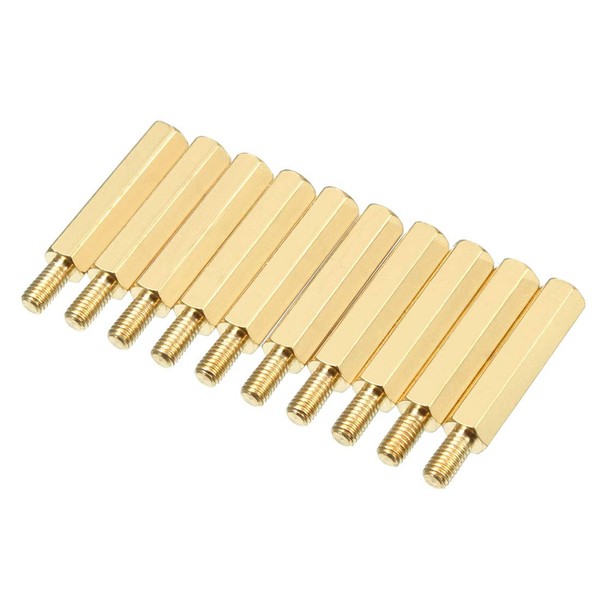 sourcing map 10pcs M3 20+6mm Female Male Thread Brass Hex