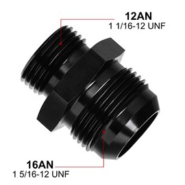 EVIL ENERGY 16AN Flare to 12AN ORB Male 2PCS Fuel Rail Adapter Fitting Black