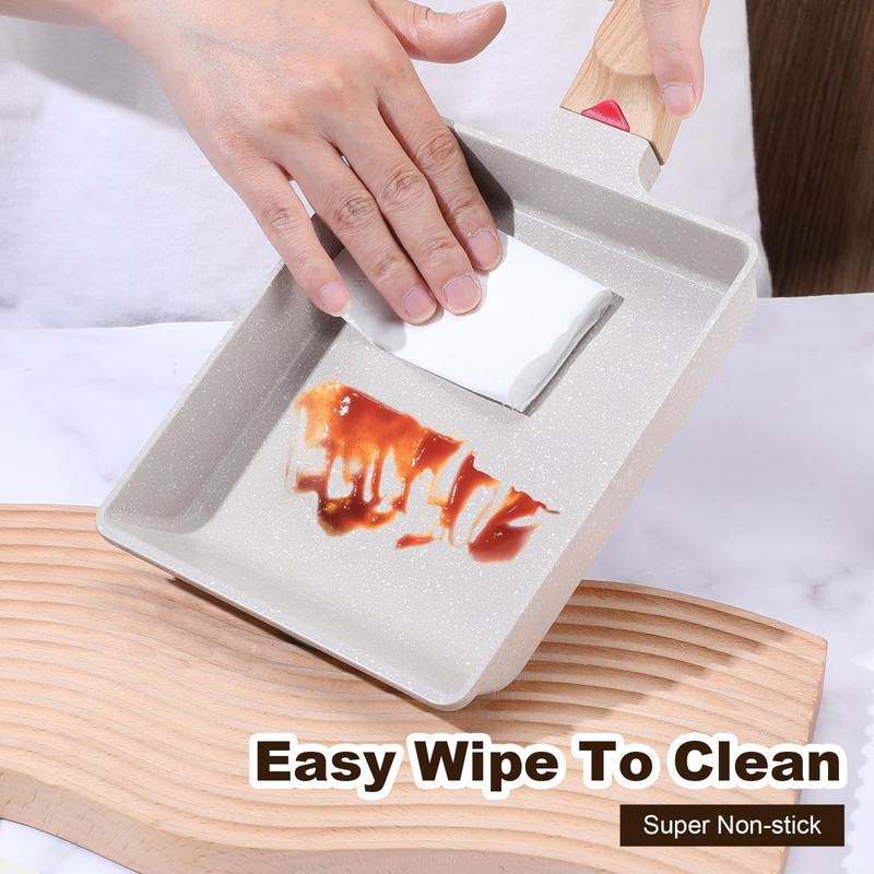 JOUTYFOR Japanese Omelette Pan, Tamagoyaki Egg Pan, Nonstick Frying Pan