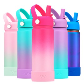 WEREWOLVES 18oz Insulated Water Bottle with Boot, Stainless Steel Wide Mouth Metal Water Bottle with Leak Proof Straw Lid for Kids, School, Girls, Boys (1, Sweet Peach)